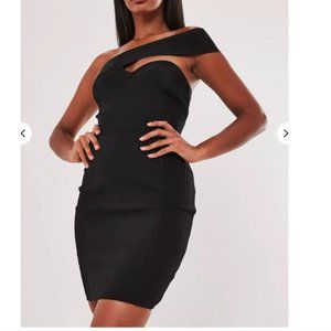 Missguided Black Bandage One Shoulder Dress